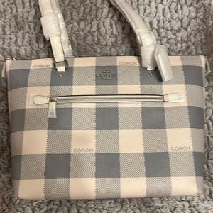 Coach bag - buffalo print - grey blue with crème